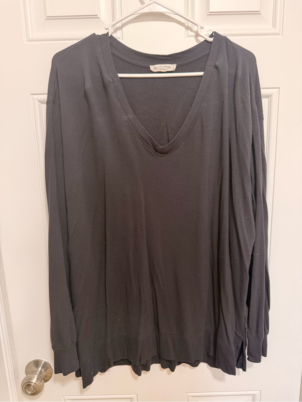 Workshop Republic Clothing Black V-Neck Long Sleeve Top